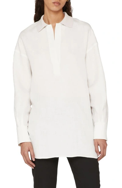 Agnona Knit Fringe-sides Polo Shirt In Bianco