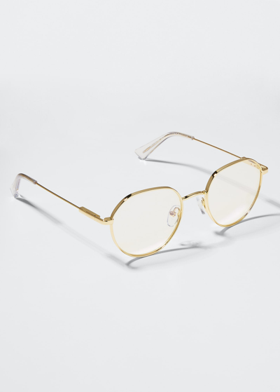 The Book Club Sweater Wharf Abyss Round Metal Reading Glasses In Gold