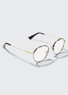 The Book Club Sweater Wharf Abyss Round Metal Reading Glasses In Tort