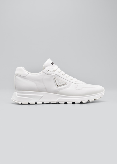 Prada Low-top Re-nylon And Leather Sneakers In White