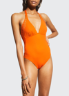 Lise Charmel Ajourage Couture Halter One-piece Swimsuit In Pacific Couture