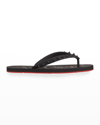 Christian Louboutin Loubi Spike Rubber Flip Flops In Black