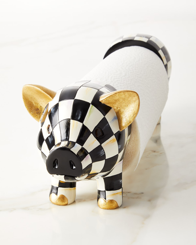 Mackenzie-childs Courtly Check Pig Paper Towel Holder