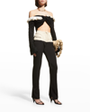 Aaizél + Net Sustain Off-the-shoulder Cropped Ruffled Tencel-trimmed Bouclé-knit Cardigan In Black