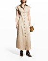 AAIZÉL SLEEVELESS BUTTON-FRONT MAXI SHIRTDRESS