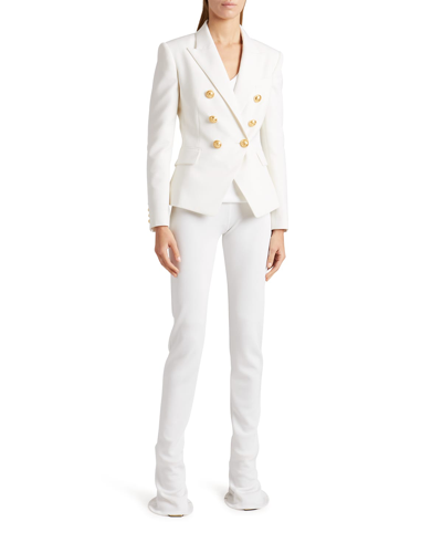 Balmain Tailored Double-breasted Wool Jacket In White