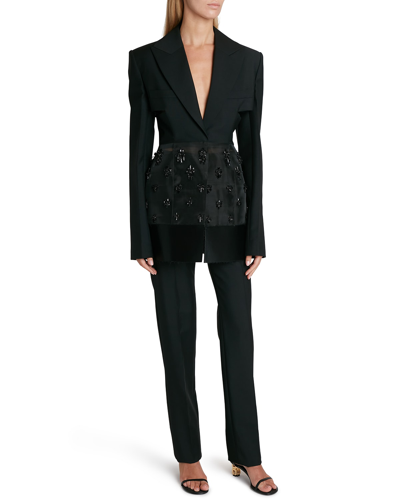 Givenchy Cutout Bead-embellished Tulle, Satin And Wool And Mohair-blend Blazer In Black