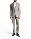 Tom Ford Shelton-fit Single-breasted Sharkskin Wool Suit In Dk Gry Fan