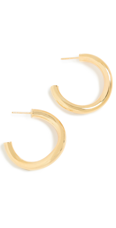 Adinas Jewels Bent Tube Hoop Earrings In Gold