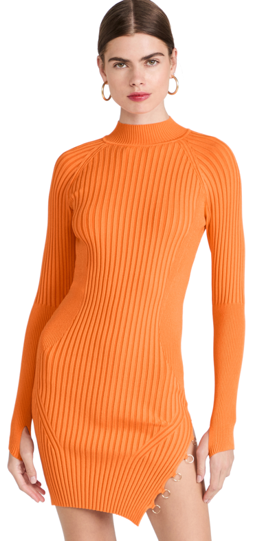 Jacquemus La Robe Pigolo Orange Ribbed-knit Mini Dress