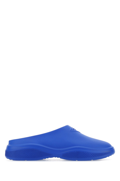 Prada Men's Molded Rubber Mules In Blue