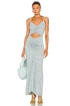 CHRISTOPHER ESBER RUCHED DISCONNECT KNIT CAMI DRESS
