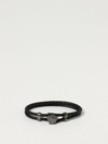 Versace Medusa Logo Double Wire Leather Bracelet In Black