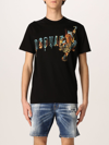 Dsquared2 Tiger Logo-print Cotton T-shirt In Black