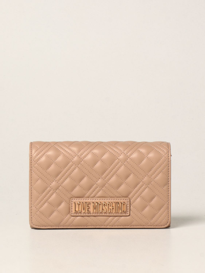 Love Moschino Quilted-finish Crossbody Bag In Nude
