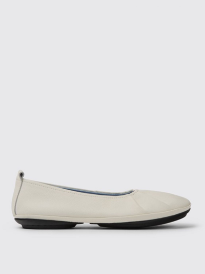 Camper Right  Ballerinas In Calfskin In White