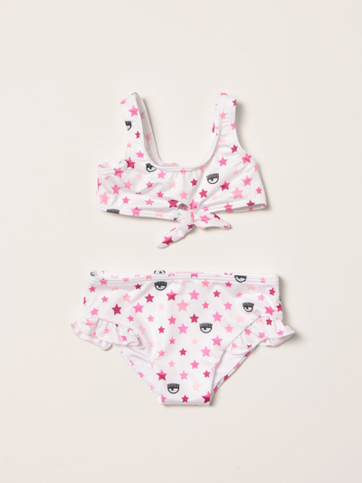 Chiara Ferragni Babies' Bikini Set With Logomania Print In White