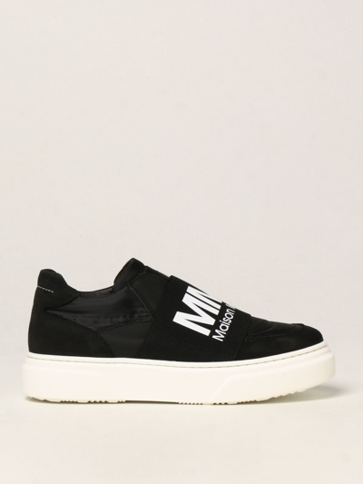 Mm6 Maison Margiela Sneakers In Nylon And Suede In Black