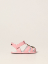 MOSCHINO BABY LEATHER SANDALS WITH TEDDY,357431010