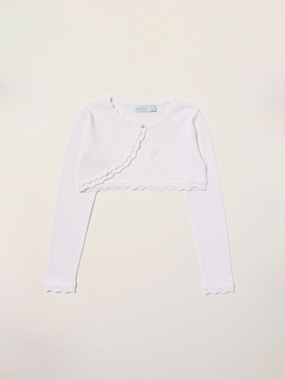 Abel & Lula Kids' Lace-trim Detail Cardigan In White
