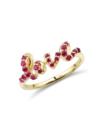 Saks Fifth Avenue Women's 14k Yellow Gold & Ruby Love Ring