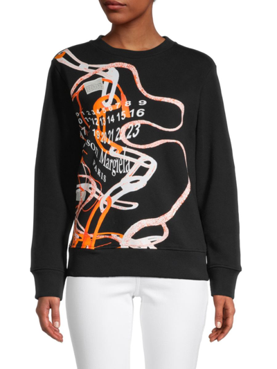 Maison Margiela Mm0 Front Printed Crew-neck Sweatshirt In Black