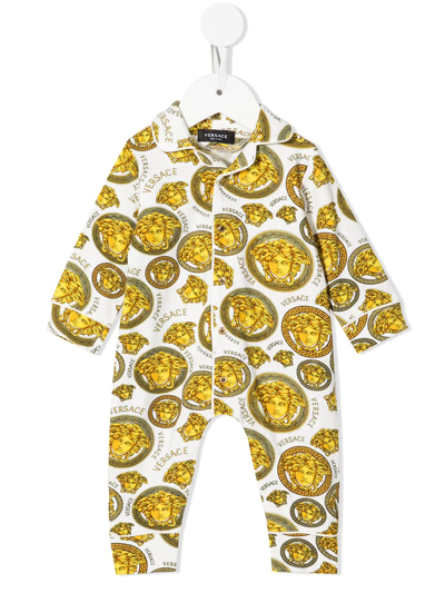 Versace Babies' Medusa Head Motif Romper In White