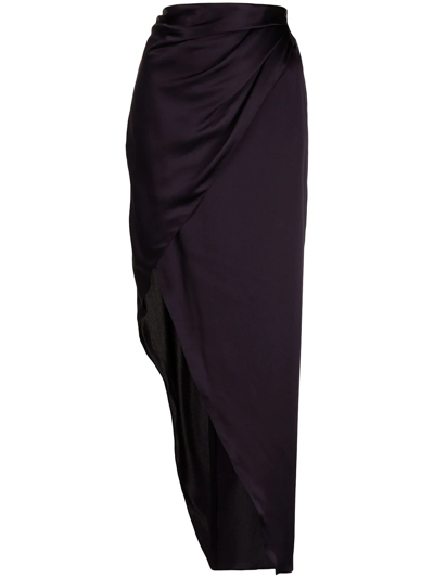 Michelle Mason Wrap-effect Silk Charmeuse Skirt In Purple