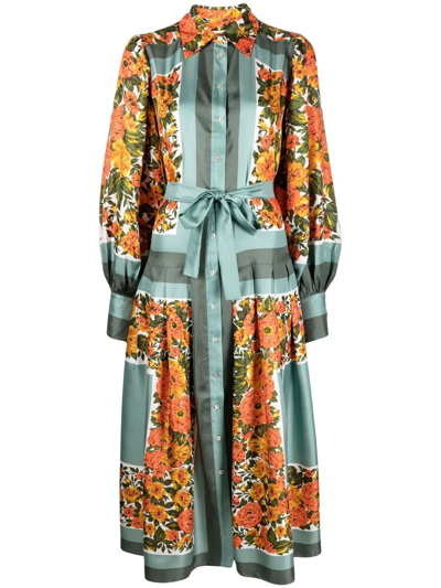 Alemais Graphic-print Shirt Dress In Green | ModeSens