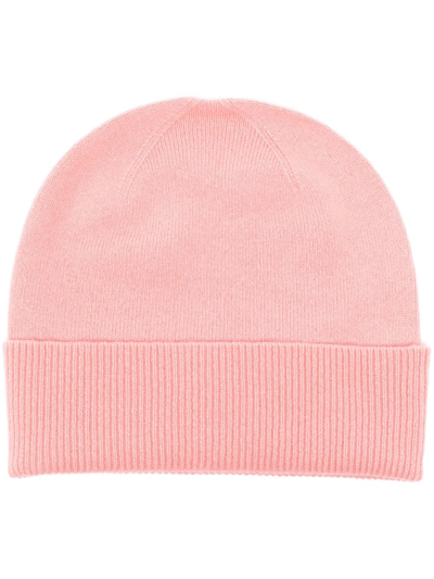 Pringle Of Scotland Fine-knit Ribbed-trim Beanie In Pink