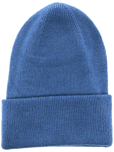 Pringle Of Scotland Ribbed Double-layer Beanie In Blue