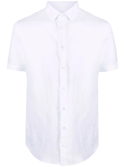 Giorgio Armani Short-sleeve Linen Shirt In White