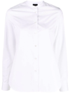 Aspesi Band-collar Cotton Shirt In White