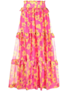 P.A.R.O.S.H FLORAL-PRINT TIERED MAXI SKIRT
