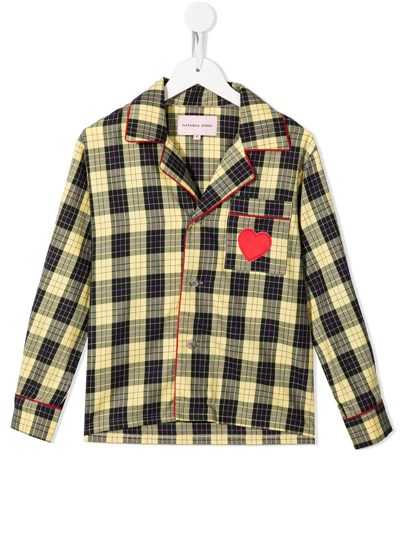 Natasha Zinko Kids' Checked Long-sleeve Shirt In Yellow