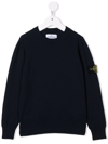 STONE ISLAND JUNIOR COMPASS-PATCH CREWNECK SWEATSHIRT