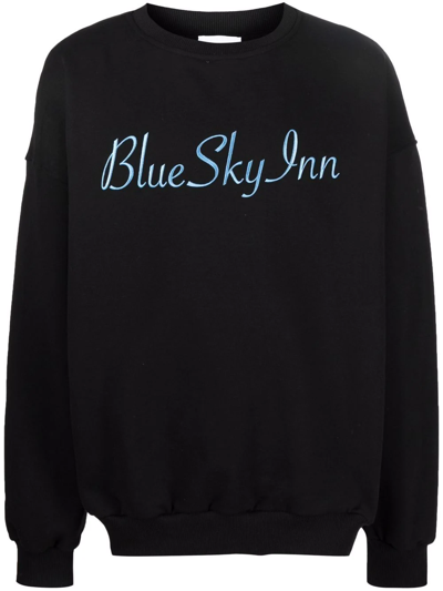 Blue Sky Inn Embroidered-logo Crewneck Sweatshirt In Black