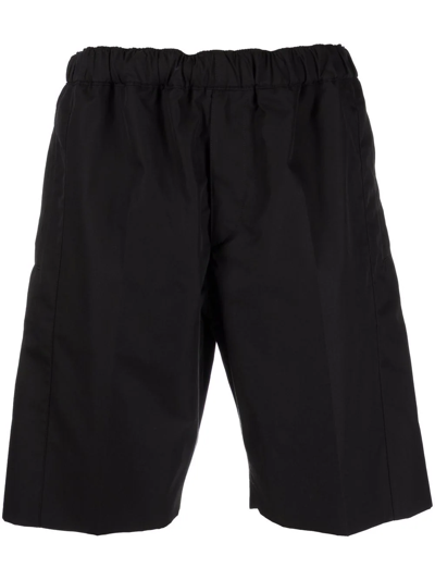 Alexander Mcqueen Straight Leg Cotton Shorts In Black