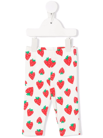 Stella Mccartney Babies' White Strawberry Ribbed Stretch-cotton Leggings 3-36 Months 24 Months