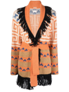 Mother The Belted Fringed Cardigan In Orange