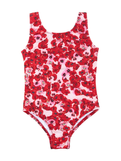 Natasha Zinko Kids' Poppy-print Swimsuit In Red