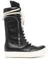 Rick Owens Lace-up Mid-calf Sneakers In Black
