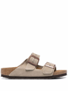 Birkenstock Arizona Narrow Fit Leather Suede Footbed Sandal In Neutrals
