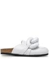 Jw Anderson Shearling Leather Chain Loafer Mules In White