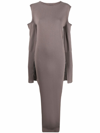 Rick Owens Lido Cape Virgin Wool Maxi Dress In Grey
