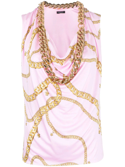 Versace Pink Chain Link Detail Blouse