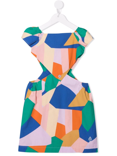 The Animals Observatory Kids' Colour-block Cut-out Midi Dress In Multicolor