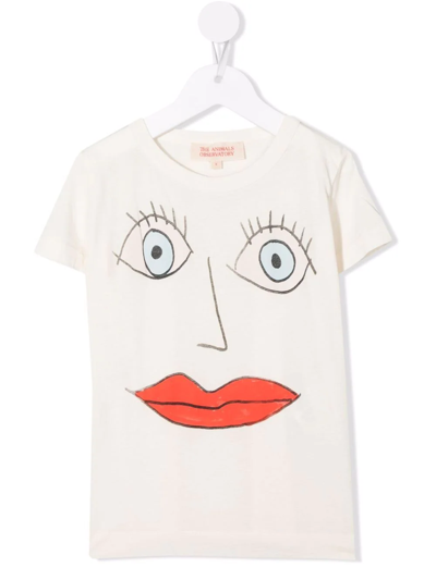 The Animals Observatory Kids' Graphic-print Short-sleeved T-shirt In White