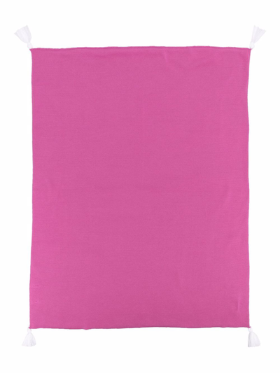 Little Bear Babies' Tassel-detail Two-tone Blanket In Pink