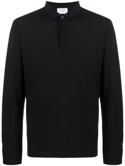 Mazzarelli Ice Long-sleeved Polo Shirt In Black